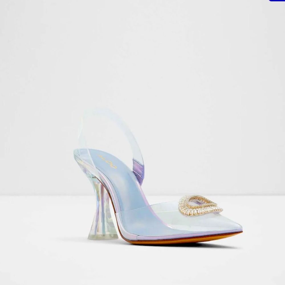 Aldo Cheers Rhinestone Clear/ Purple Slingback Heel 6.5